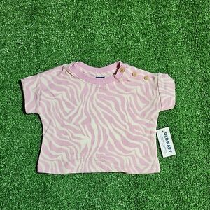 Old Navy Pink and White Zebra Baby GirlTee
